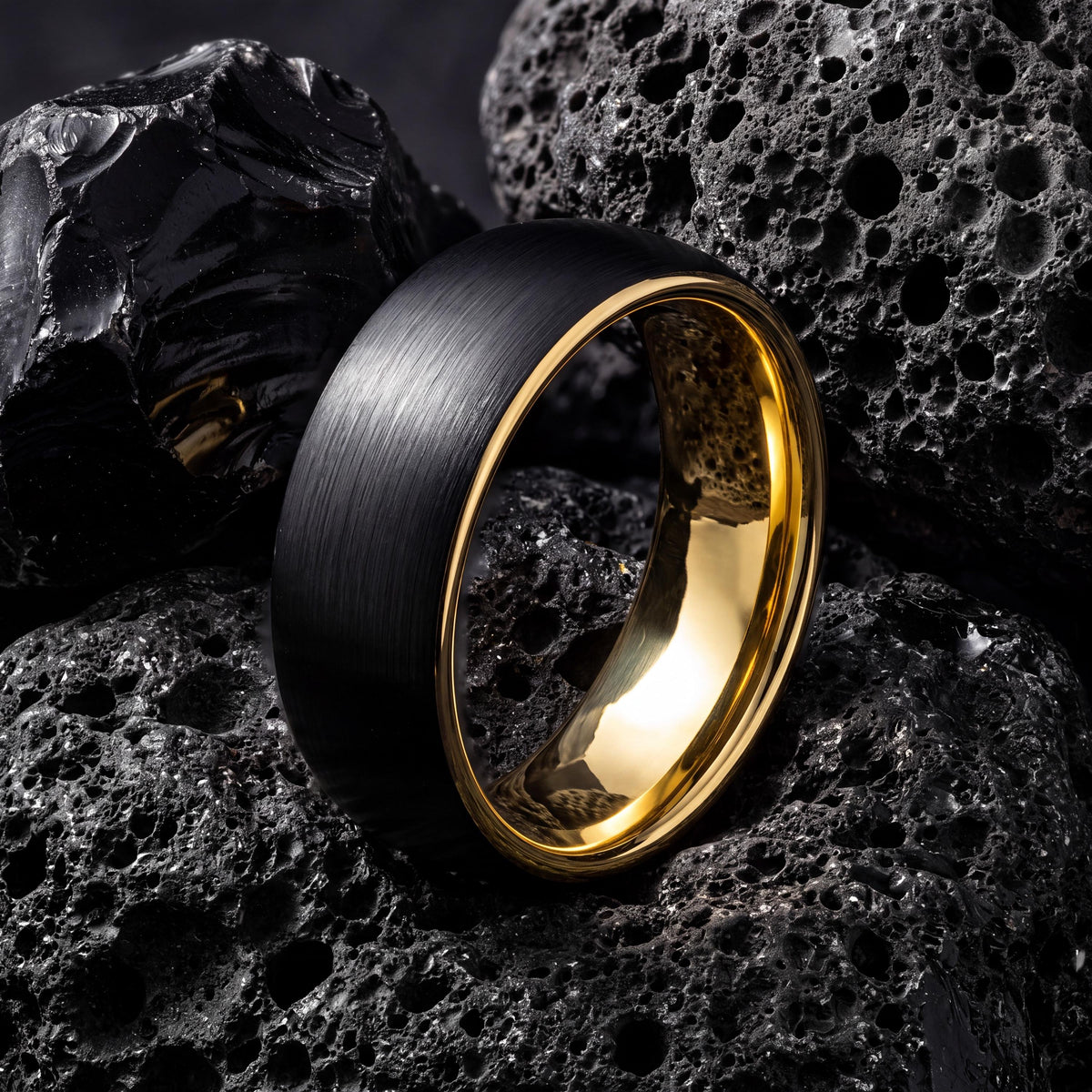 Wedding Ring,Mens Wedding Band Tungsten,Wedding Engagement Rings,Wedding Bands Set His and Hers,Chunky Gold Jewelry,Black Promise Ring Set,8