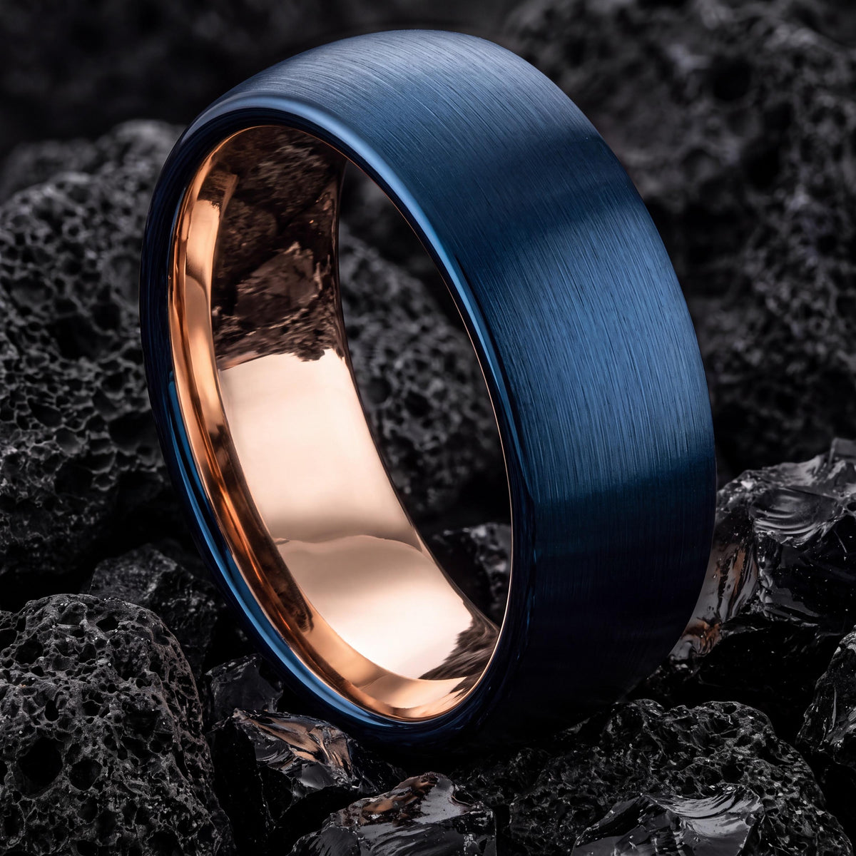 Mens Wedding Band Tungsten,Matching Wedding Bands His and Hers,Wedding Rings Women Unique,Rose Gold Wedding Ring Set Women,Mens Rings Blue,8