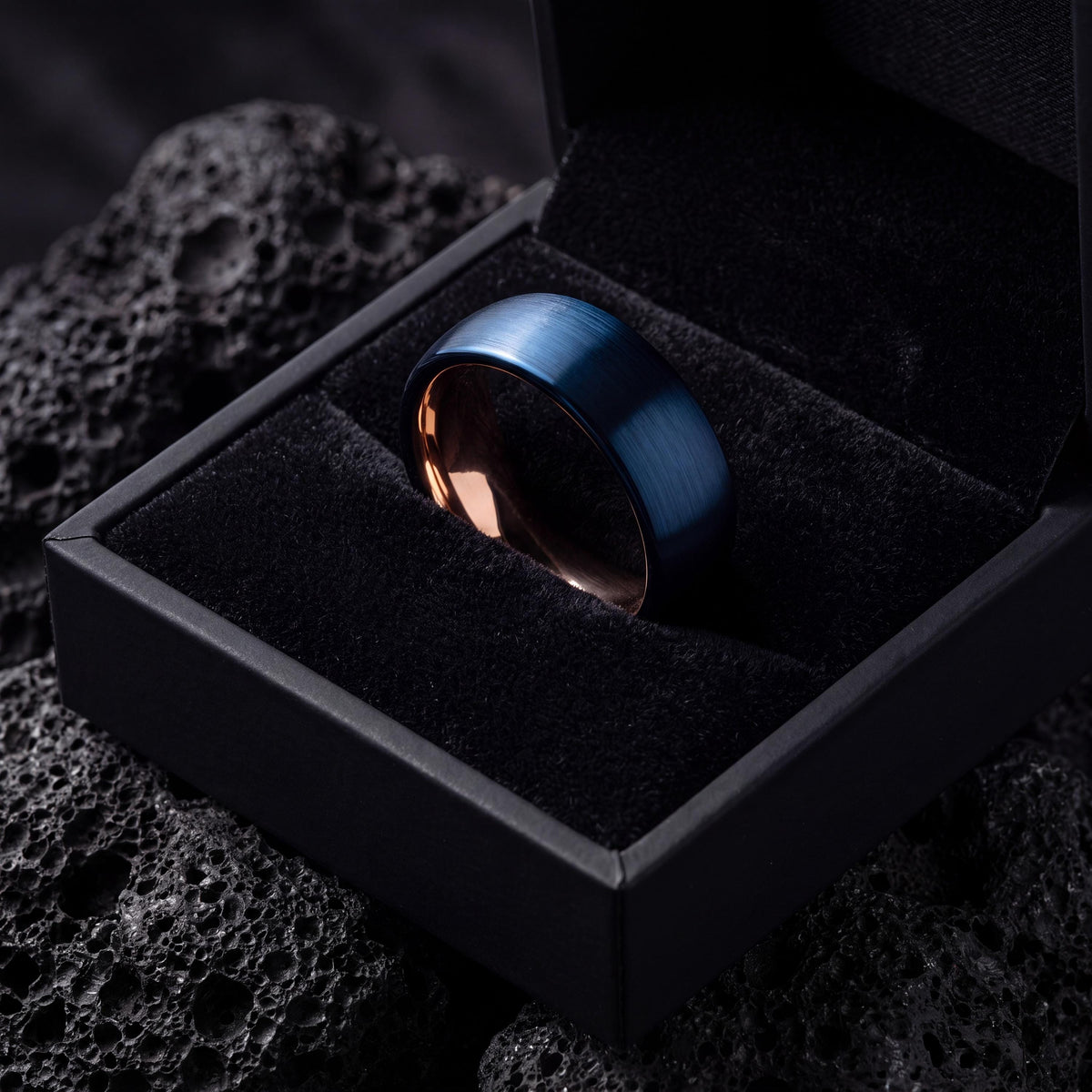 Mens Wedding Band Tungsten,Matching Wedding Bands His and Hers,Wedding Rings Women Unique,Rose Gold Wedding Ring Set Women,Mens Rings Blue,8