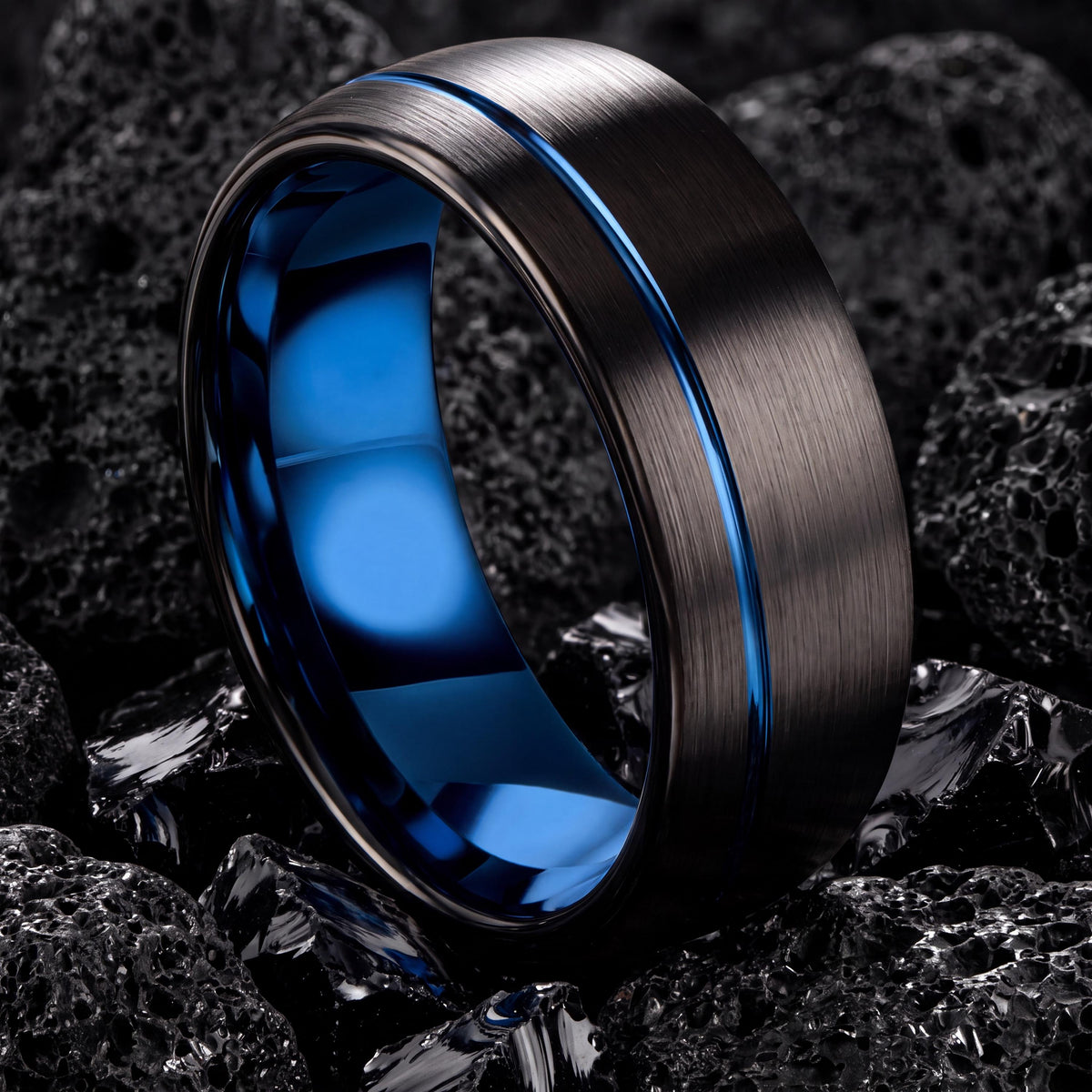 Tungsten Wedding Band,Mens Wedding Band Tungsten,Unique Wedding Bands,Wedding Bands Women Curved,Black Wedding Band Women,Mens Rings Blue,10