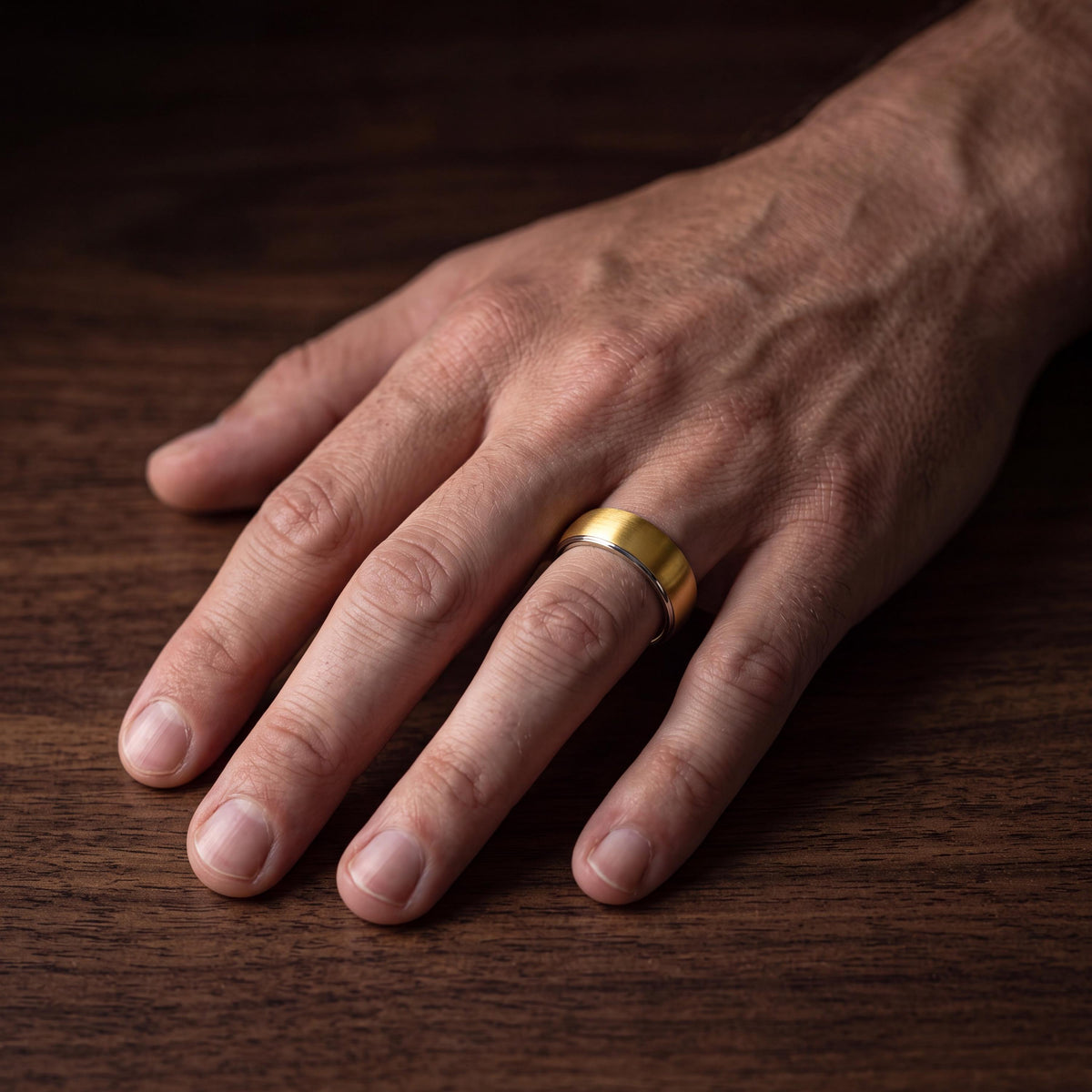 Matching Wedding Bands His and Hers,Minimalist Wedding,Statement Rings Dome Ring Gold Dome Ring,Mens Gray Tungsten Ring,Silver and Gold Ring
