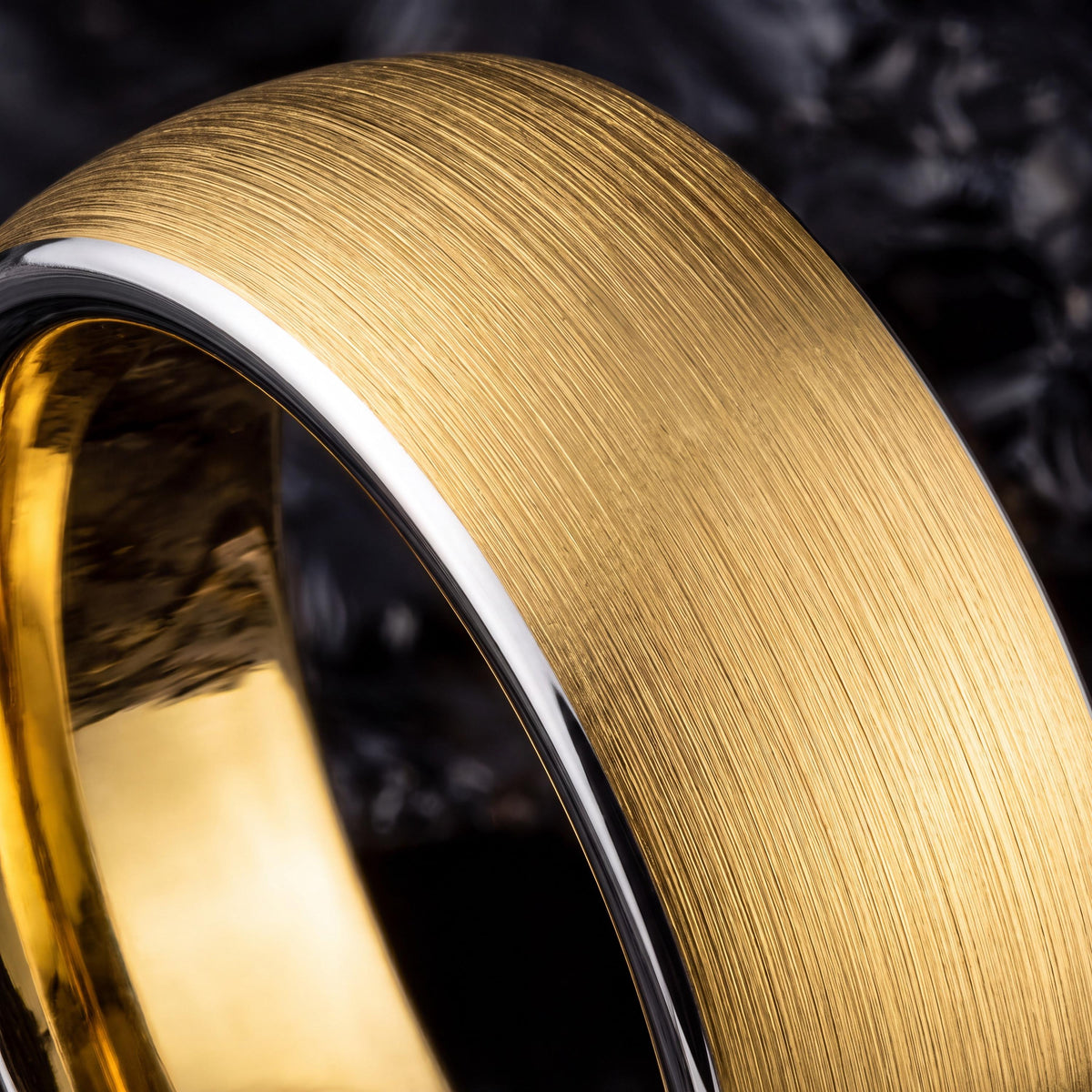 Matching Wedding Bands His and Hers,Minimalist Wedding,Statement Rings Dome Ring Gold Dome Ring,Mens Gray Tungsten Ring,Silver and Gold Ring