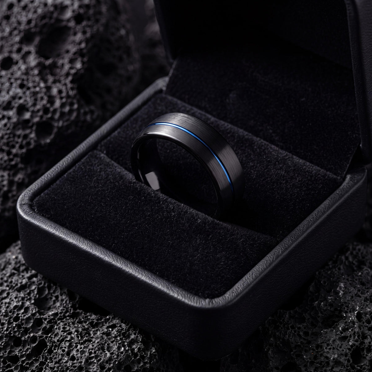 Tungsten Wedding Band,Mens Tungsten Wedding Band,Unique Wedding Bands,Womens Wedding Ring,Mens Wedding Band Black,Dainty Blue Ring Stackable