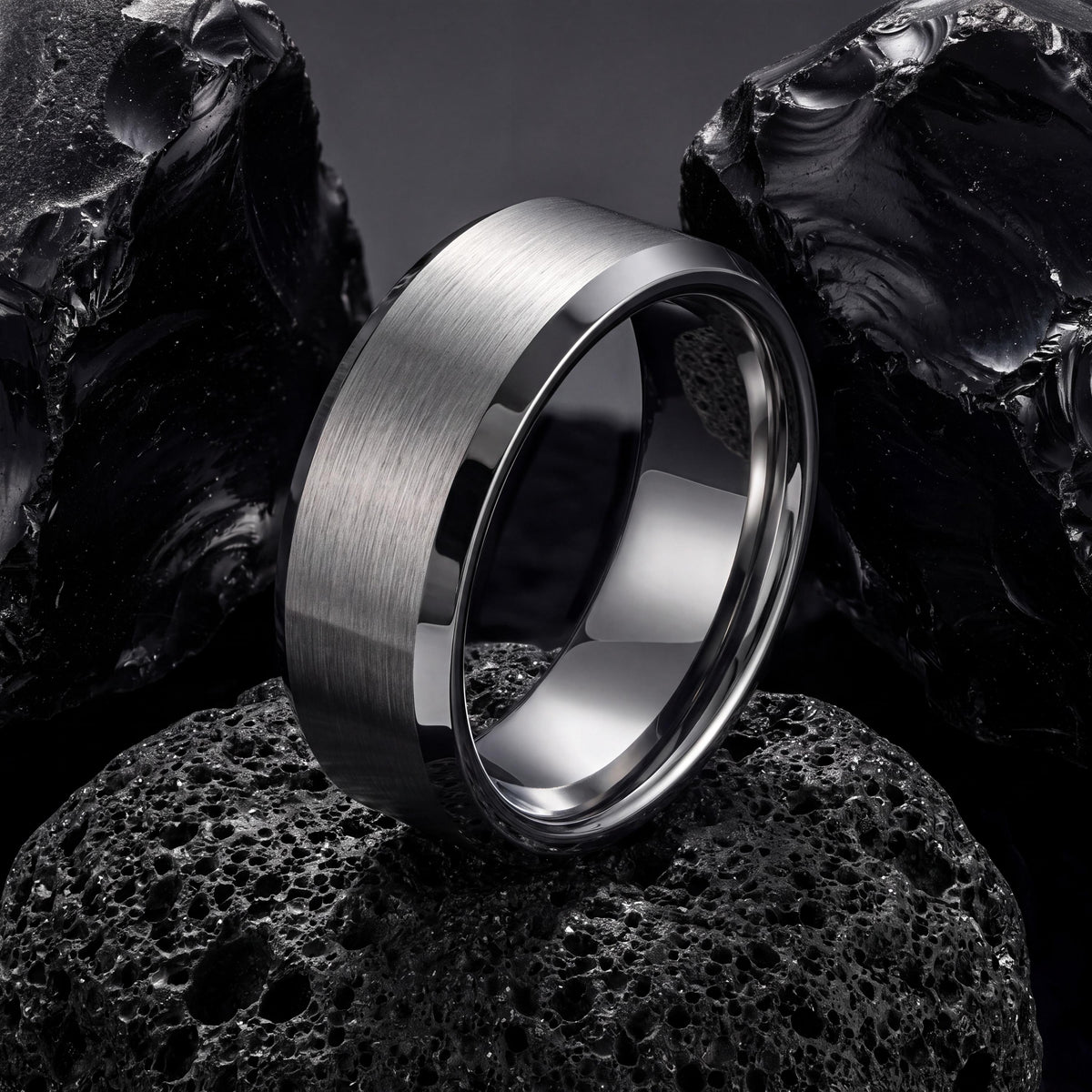 Mens Wedding Band Silver | Gray Tungsten Ring Men | Anniversary Gift For Girlfriend | Couple Ring Set | Engagement Gift | Thank You Gift