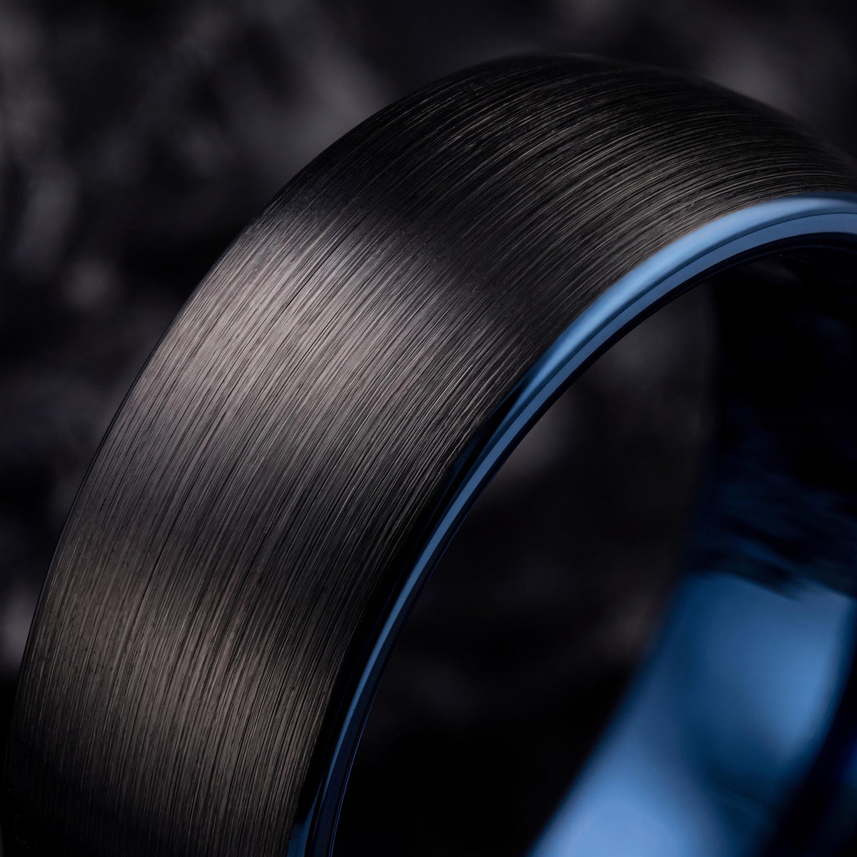 Black Tungsten Carbide Wedding Band with Blue Interior