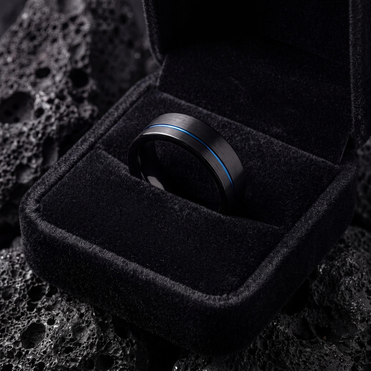 Mens Wedding Band,Mens Tungsten Wedding Band,Mens Wedding Rings,Mens 6Mm Two Tone Wedding Band,Black Wedding Ring,Dainty Blue Ring Stackable