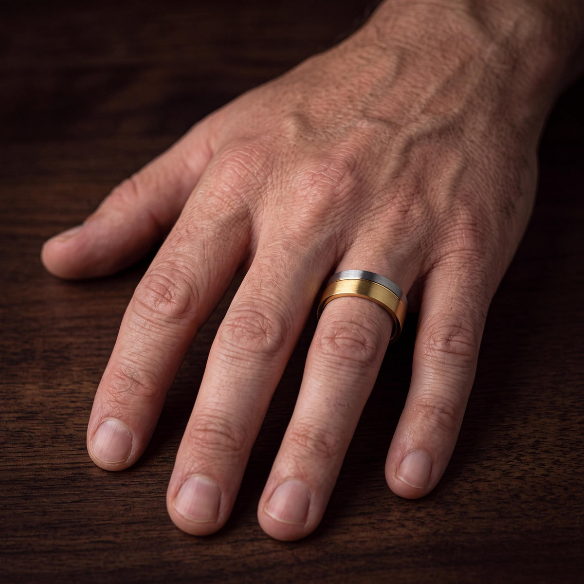 Tungsten Wedding Band, 18k Gold & Silver Plated, Comfort Fit