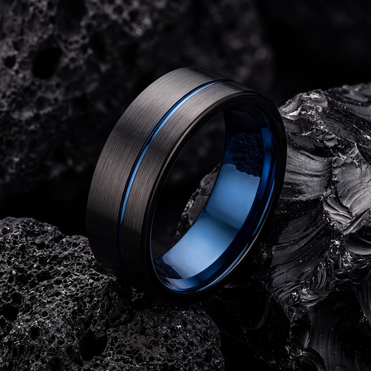 Wedding Ring,Mens Wedding Band Tungsten,Unique Mens Wedding Band,Mens Wedding Ring Unique,Mens Wedding Band Black,Dainty Blue Ring Stackable