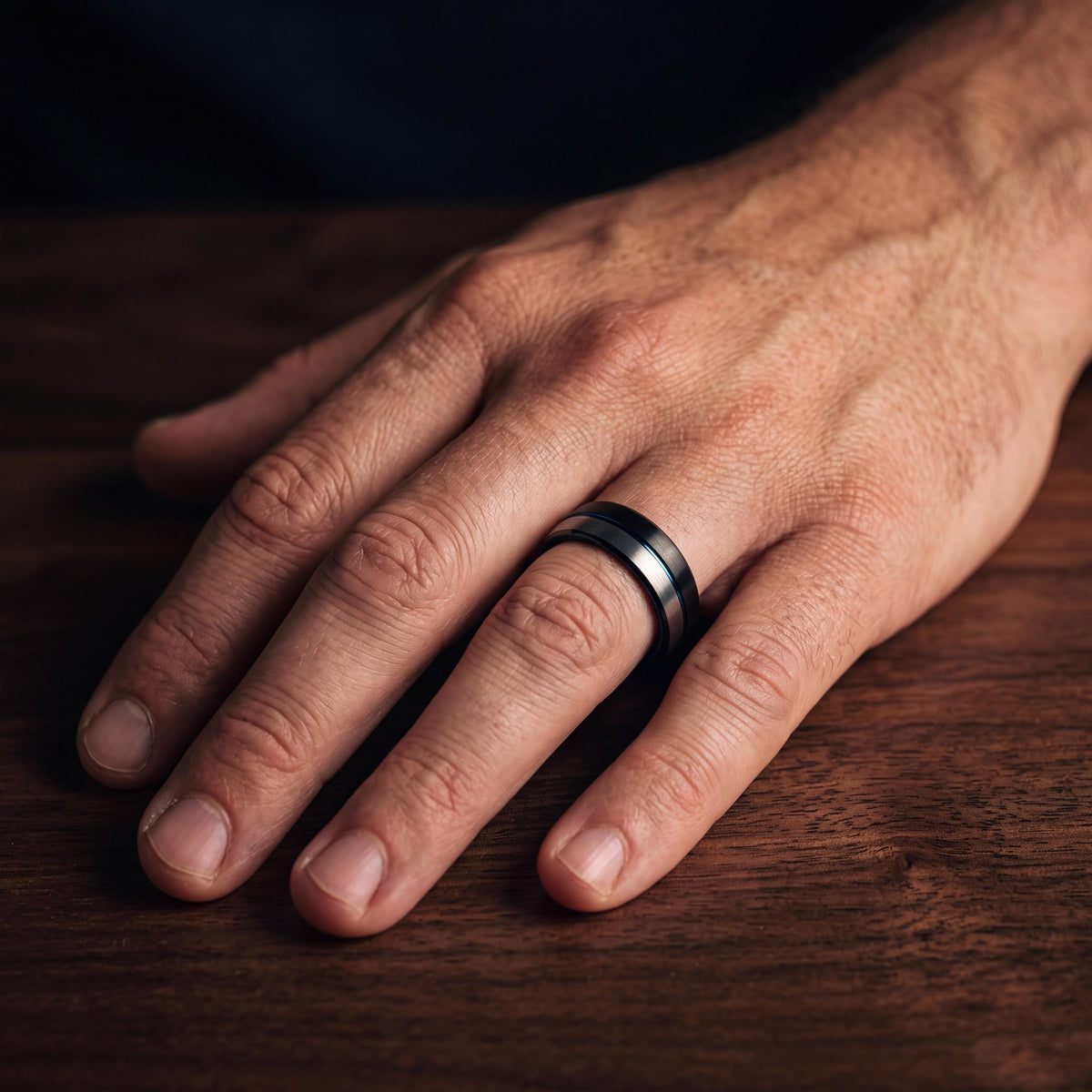Wedding Band,Tungsten Wedding Band,Mens Wedding Bands,Bevel Wedding Band 6Mm,Silver Engagement Ring Sturdy,Mens Rings Black,Blue Wide Ring,1