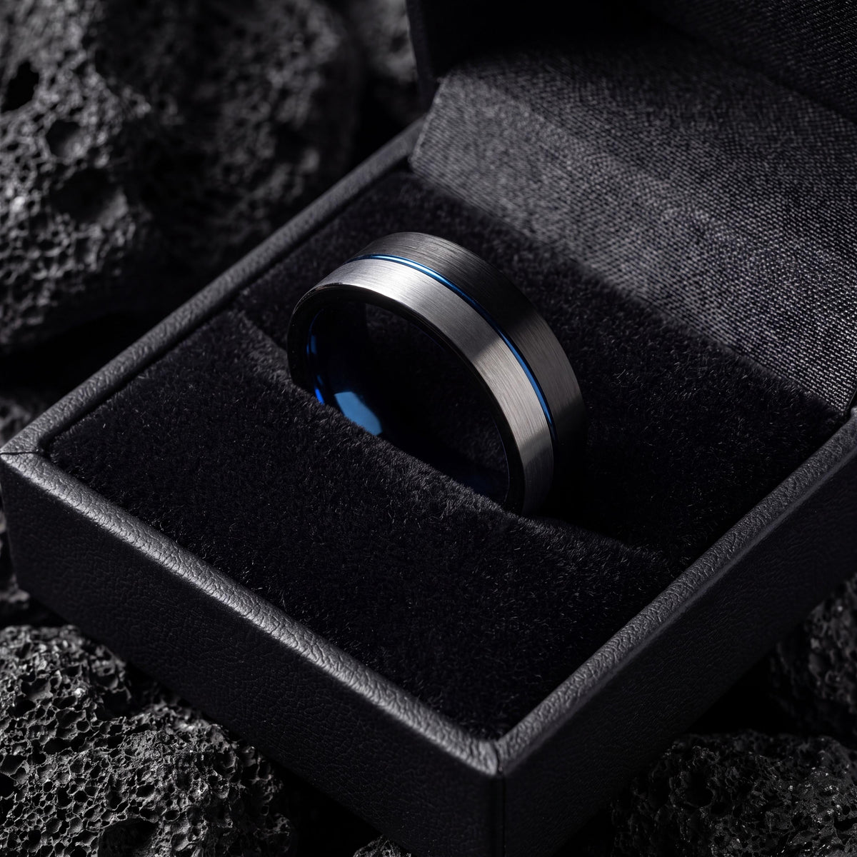 Wedding Bands,Tungsten Wedding Band,Wedding Band Set His and Hers,His and Hers Wedding Rings,Thick Silver Ring,Mens Black Rings,Blue Rings,8