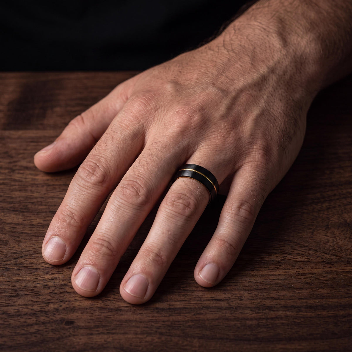 Black Gold mens wedding Band, Mens Black Tungsten Ring, Tungsten Carbide Ring, Anniversary Band, Unique Engagement Ring Gift for him,her