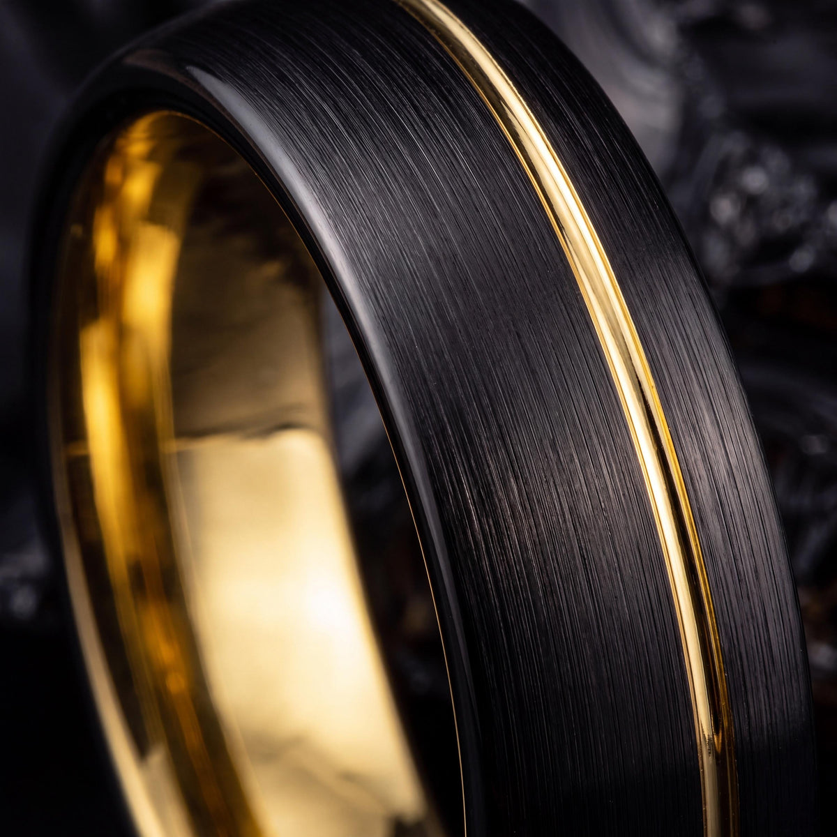 Black Gold mens wedding Band, Mens Black Tungsten Ring, Tungsten Carbide Ring, Anniversary Band, Unique Engagement Ring Gift for him,her