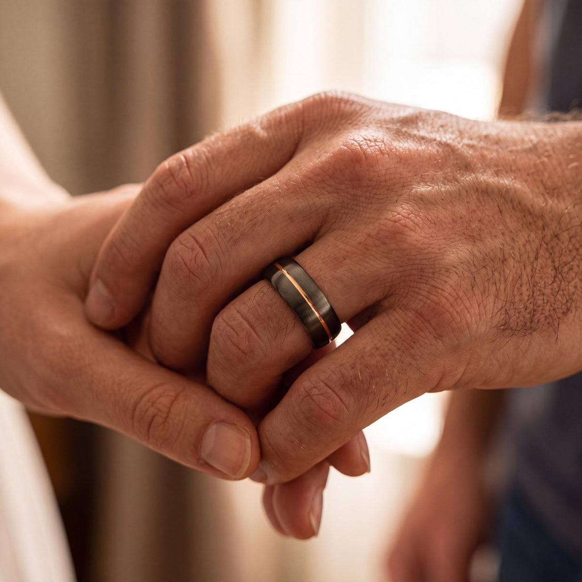 Mens Wedding Band Tungsten,Curved Wedding Band,Wedding Band Set His And Hers Unique,Male Wedding Band Gunmetal 4Mm,Rose Gold Cursive Letters