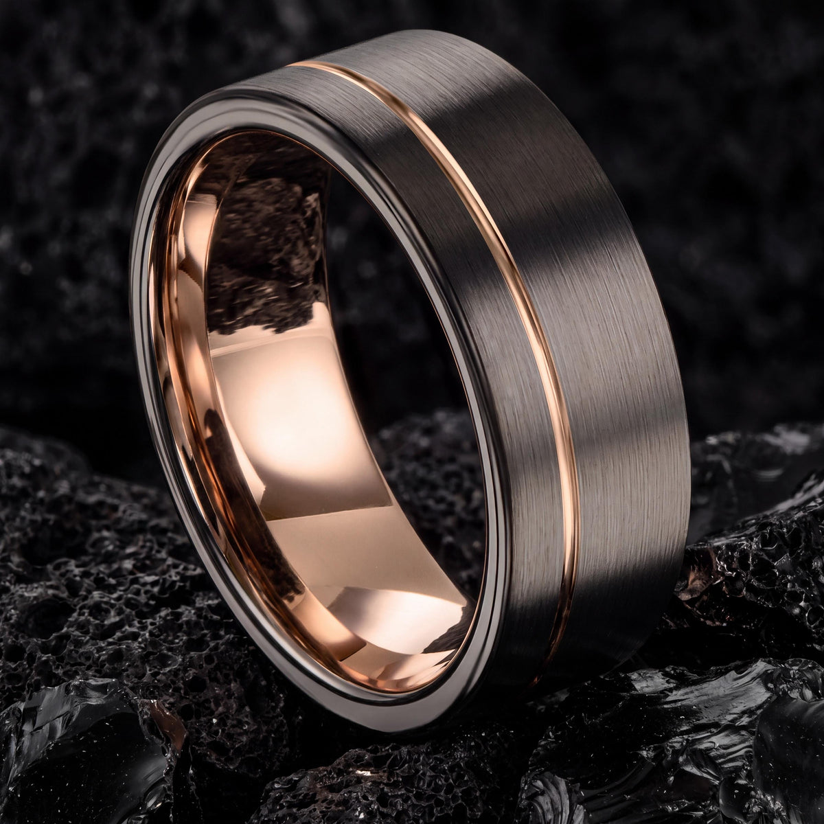 Tungsten Wedding Band,Mens Wedding Band Tungsten,Wedding Band Set,Wedding Rings Men,Male Wedding Band Gunmetal 8mm,Rose Gold Wedding Band,10