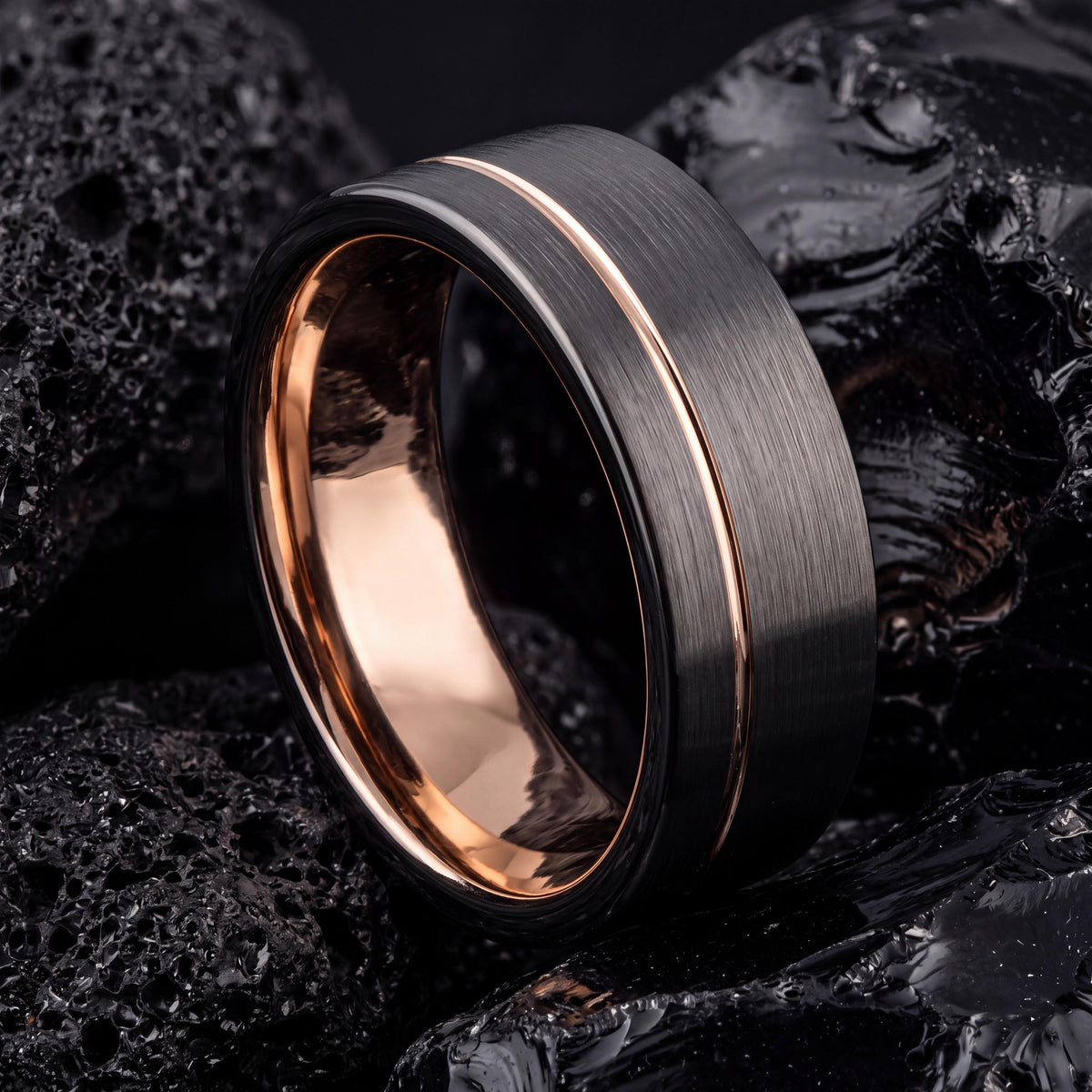 Tungsten Wedding Band,Mens Wedding Band Tungsten,Wedding Band Set,Wedding Rings Men,Male Wedding Band Gunmetal 8mm,Rose Gold Wedding Band,10