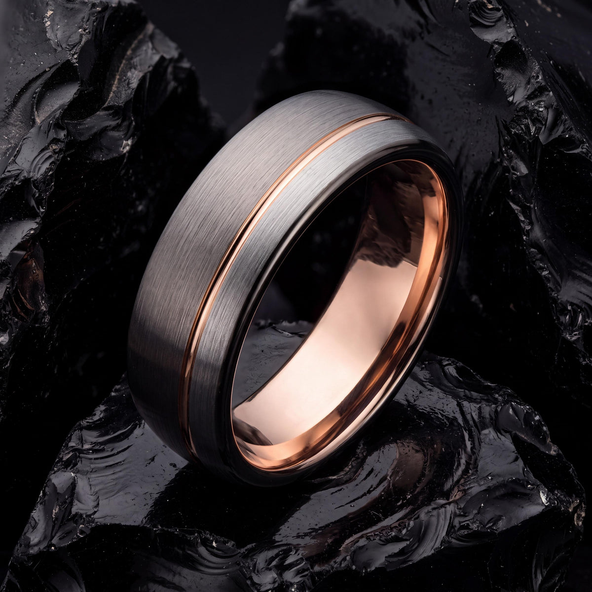 Wedding Bands,Mens Tungsten Wedding Band,Wedding Ring Set His and Hers,8Mm Wedding Band,Male Wedding Band Gunmetal 8mm,Silver Ring Mens,Rose