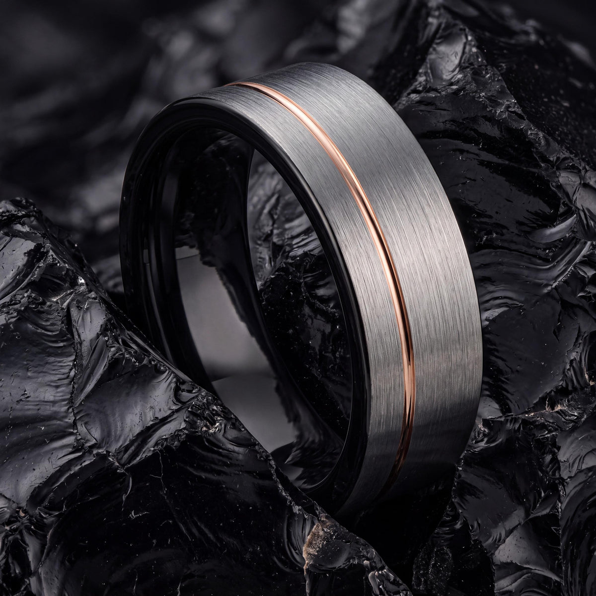Mens Wedding Ring Silver | Black Engagement Ring | Personalized Gifts For Women | Boyfriend Birthday Gift | Christmas Gifts For Dad