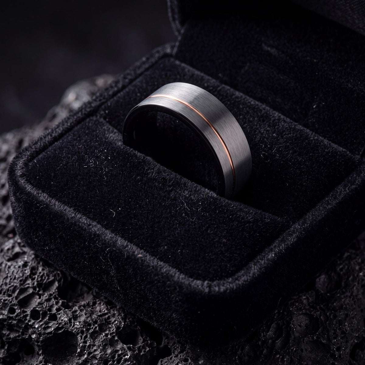 Mens Wedding Ring Silver | Black Engagement Ring | Personalized Gifts For Women | Boyfriend Birthday Gift | Christmas Gifts For Dad