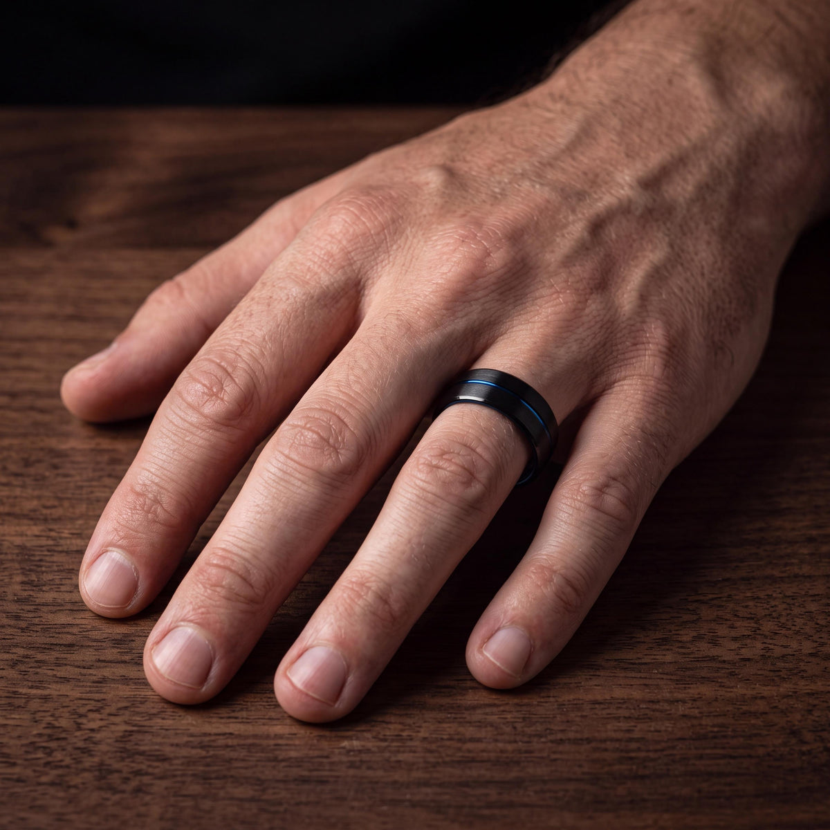 Tungsten Wedding Band,Mens Wedding Band Tungsten,Unique Wedding Band,Wedding Ring Set His and Hers Unique,Mens Black Rings,Blue Wedding Ring