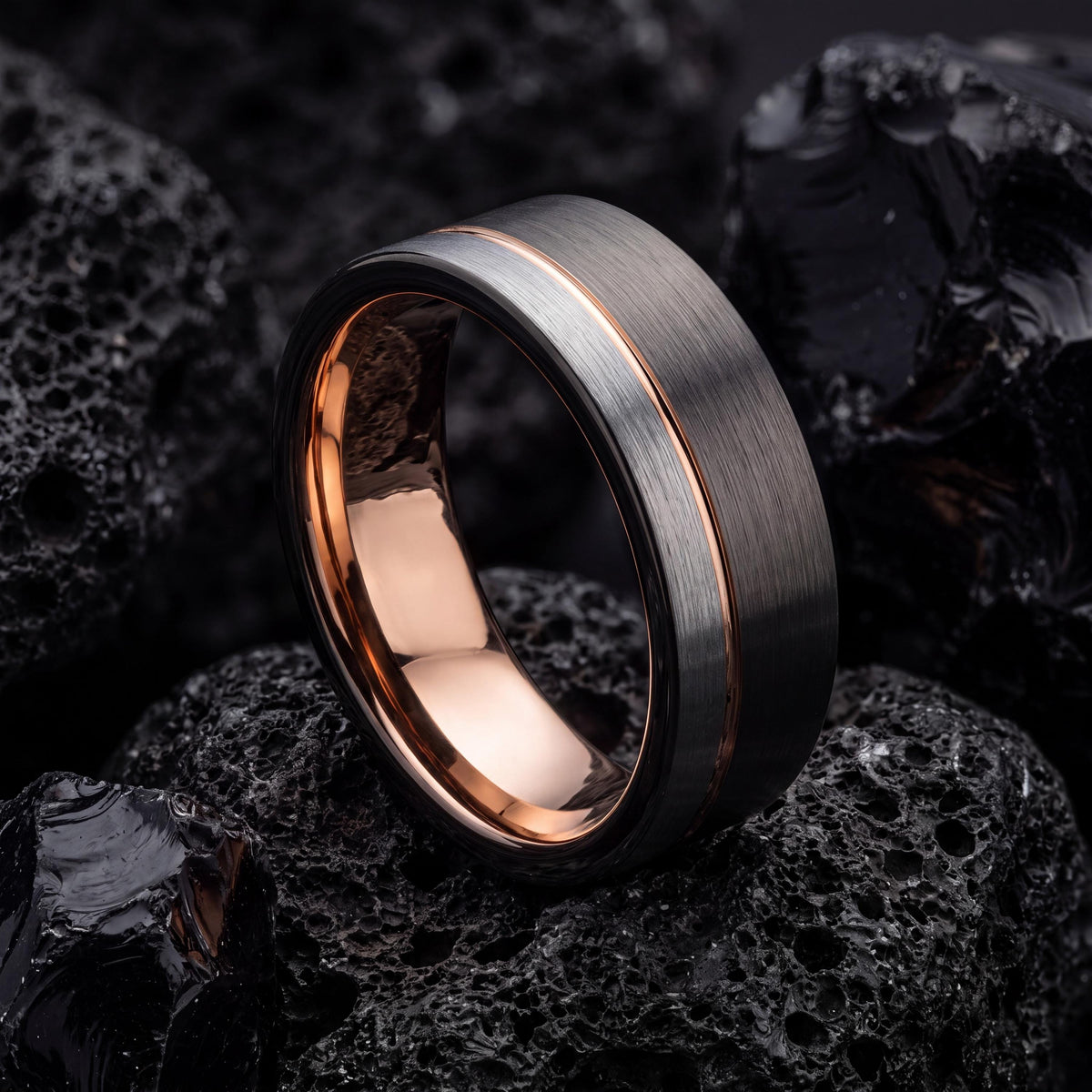 Mens Tungsten Wedding Band,Wedding Bands Women Unique,Enhancer Wedding Band,Male Wedding Band Gunmetal 6mm,Thin Silver Wedding Band,Rosegold