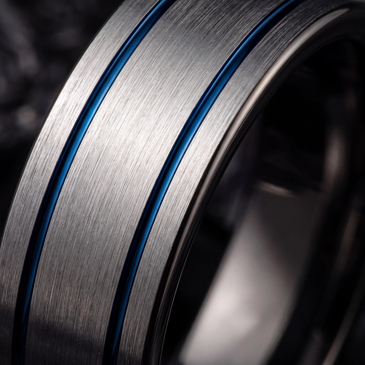 Tungsten Wedding Band,Matching Wedding Bands His and Hers,Contour Wedding Band,Male Wedding Band Gunmetal 8mm,Silver Band,Mens Rings Blue,10