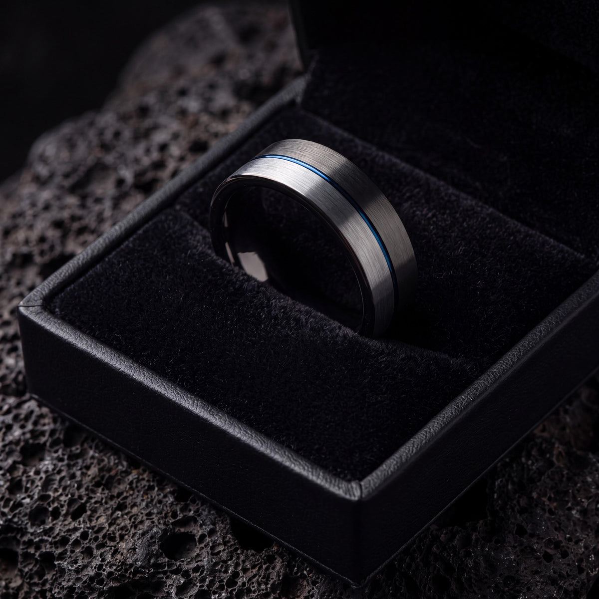Wedding Ring,Mens Wedding Band Tungsten,Curved Wedding Band,Mens Thin Wedding Band,Male Wedding Band Gunmetal 6mm,Jewelry Silver,Blue Ring,8