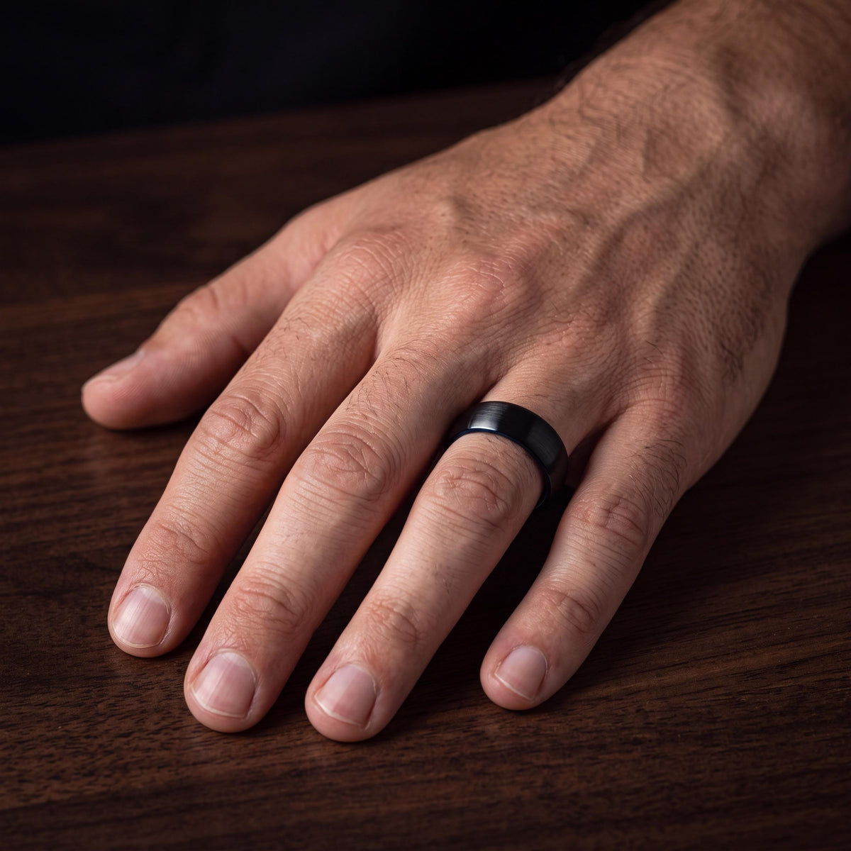 Wedding Ring,Mens Tungsten Wedding Band,Matching Wedding Bands His and Hers,Matching Wedding Rings,Mens Black Wedding Band,Blue Band Ring,10