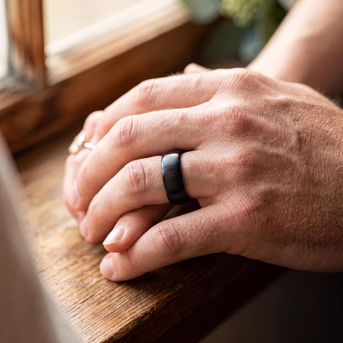 Wedding Ring,Mens Tungsten Wedding Band,Matching Wedding Bands His and Hers,Matching Wedding Rings,Mens Black Wedding Band,Blue Band Ring,10