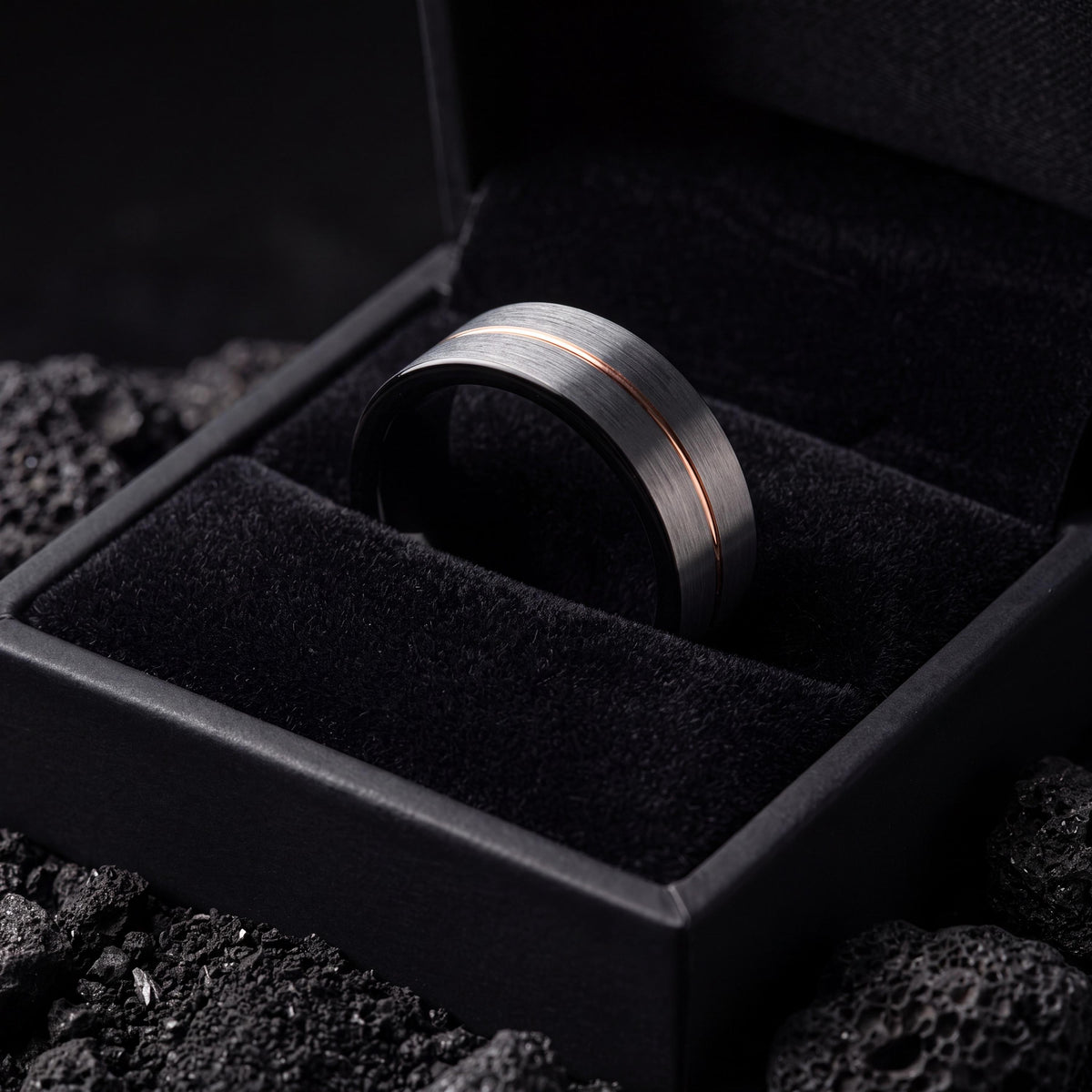 Mens Wedding Band Tungsten,Wedding Engagement Rings,Male Wedding Ring,Black Rose,Silver Promise Ring Men,Rose Wedding Band,Metallic Black,10