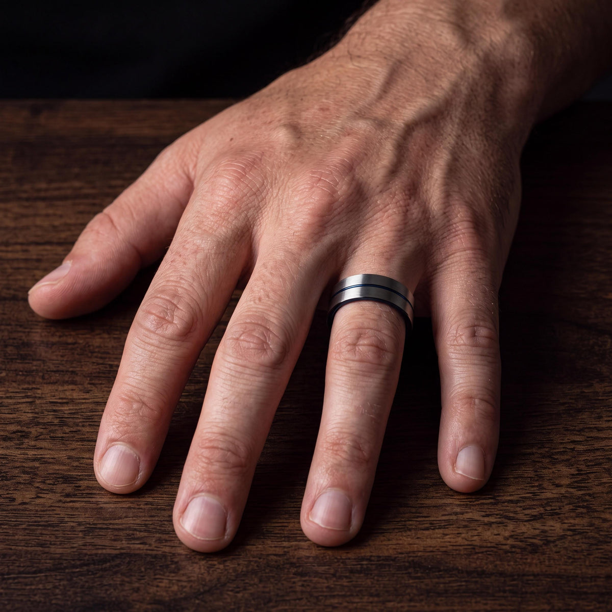 Mens Wedding Band,Mens Tungsten Wedding Band,Wedding Engagement Rings,Unique Matching Wedding Bands,Gunmetal,Gray,Dainty Blue Ring Stackable