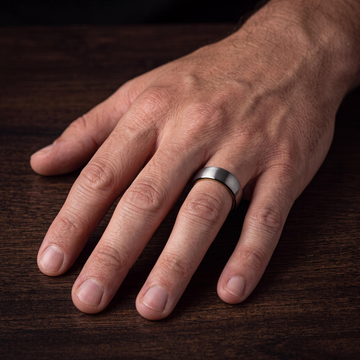 Mens Tungsten Wedding Band,Mens Wedding Ring,Matching Wedding Rings,Gunmetal Men Wedding Band,18K Gold Engagement Ring,Smooth Silver Ring,10