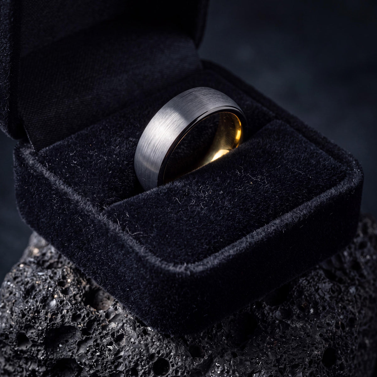 Mens Tungsten Wedding Band,Mens Wedding Ring,Matching Wedding Rings,Gunmetal Men Wedding Band,18K Gold Engagement Ring,Smooth Silver Ring,10