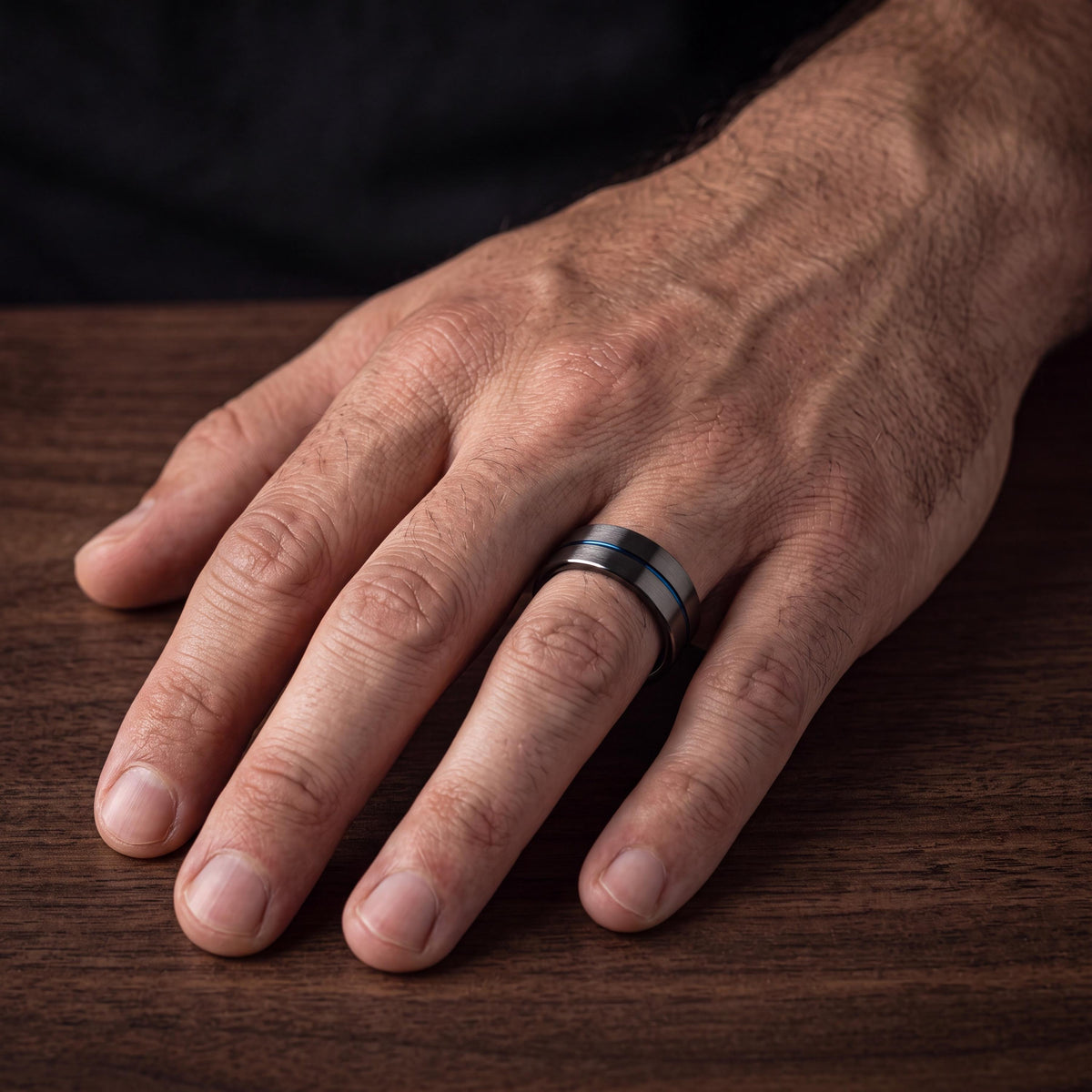 Mens Wedding Band,Mens Tungsten Wedding Band,Unique Wedding Bands,Womens Comfort Fit Wedding Band,Male Wedding Band Gunmetal 6mm,Blue Ring,8