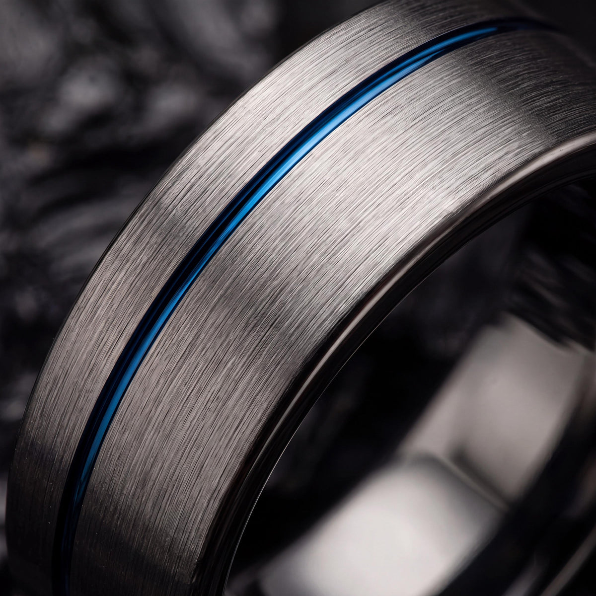 Mens Wedding Band,Mens Tungsten Wedding Band,Unique Wedding Bands,Womens Comfort Fit Wedding Band,Male Wedding Band Gunmetal 6mm,Blue Ring,8