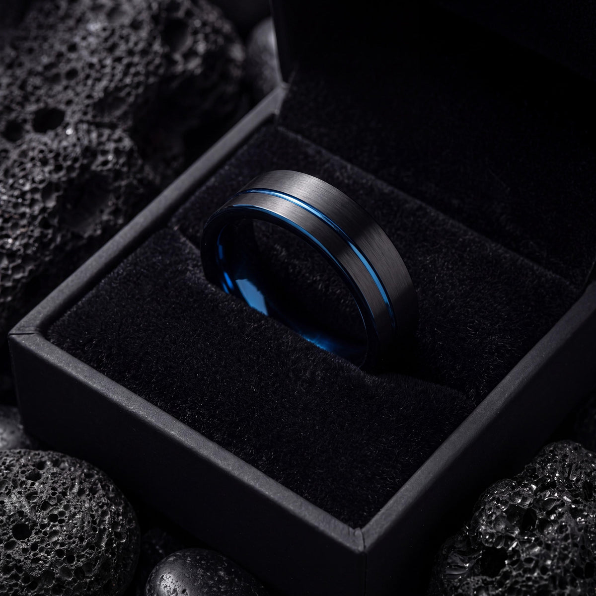 Wedding Band,Mens Tungsten Wedding Band,Wedding Rings,Two Tone Wedding Band Set,Black Embellished,Thin Blue Line,For,Gifts,Anniversary,First