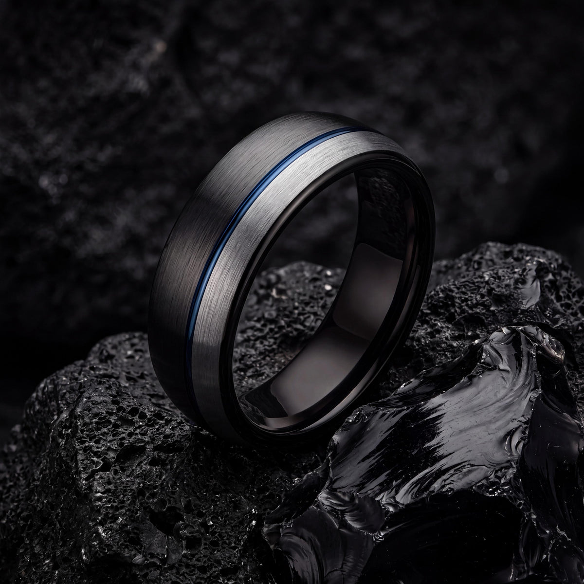 Wedding Ring,Mens Tungsten Wedding Band,Womens Wedding Bands,Simple Wedding Band,Silver Ring Women,Newly Wed Gifts Black,Blue Wedding Ring,8