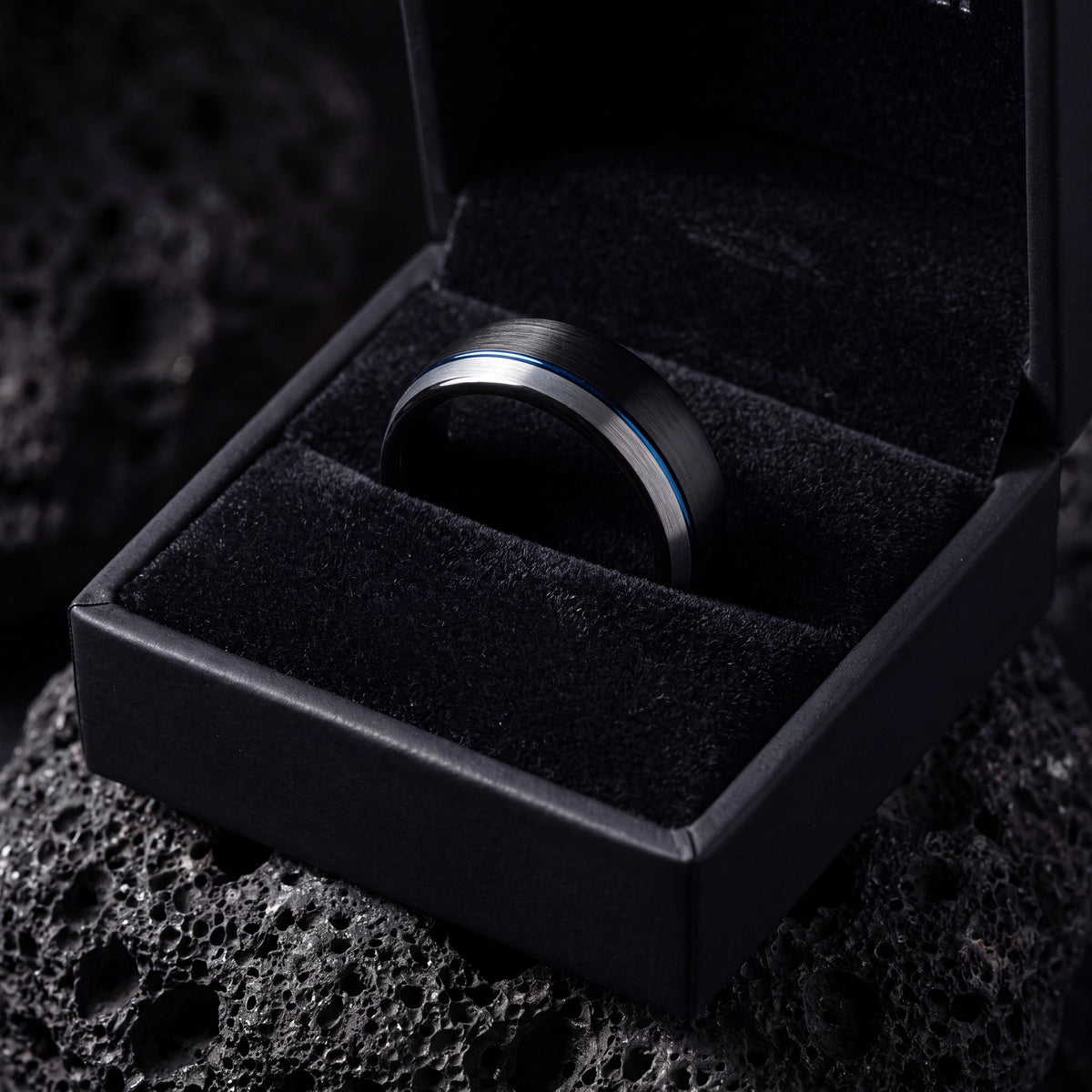 Wedding Ring,Mens Tungsten Wedding Band,Womens Wedding Bands,Simple Wedding Band,Silver Ring Women,Newly Wed Gifts Black,Blue Wedding Ring,8