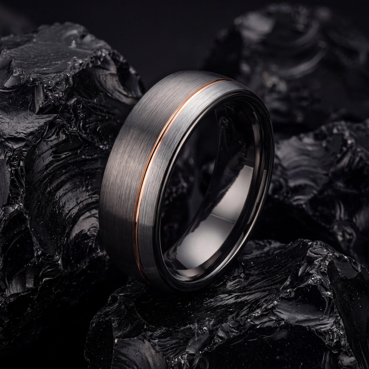 Tungsten Wedding Band,Unique Mens Wedding Band,Personalised Wedding,Male Wedding Band Gunmetal 6mm,Silver Dome Ring,Wedding Ring Rose Gold,8
