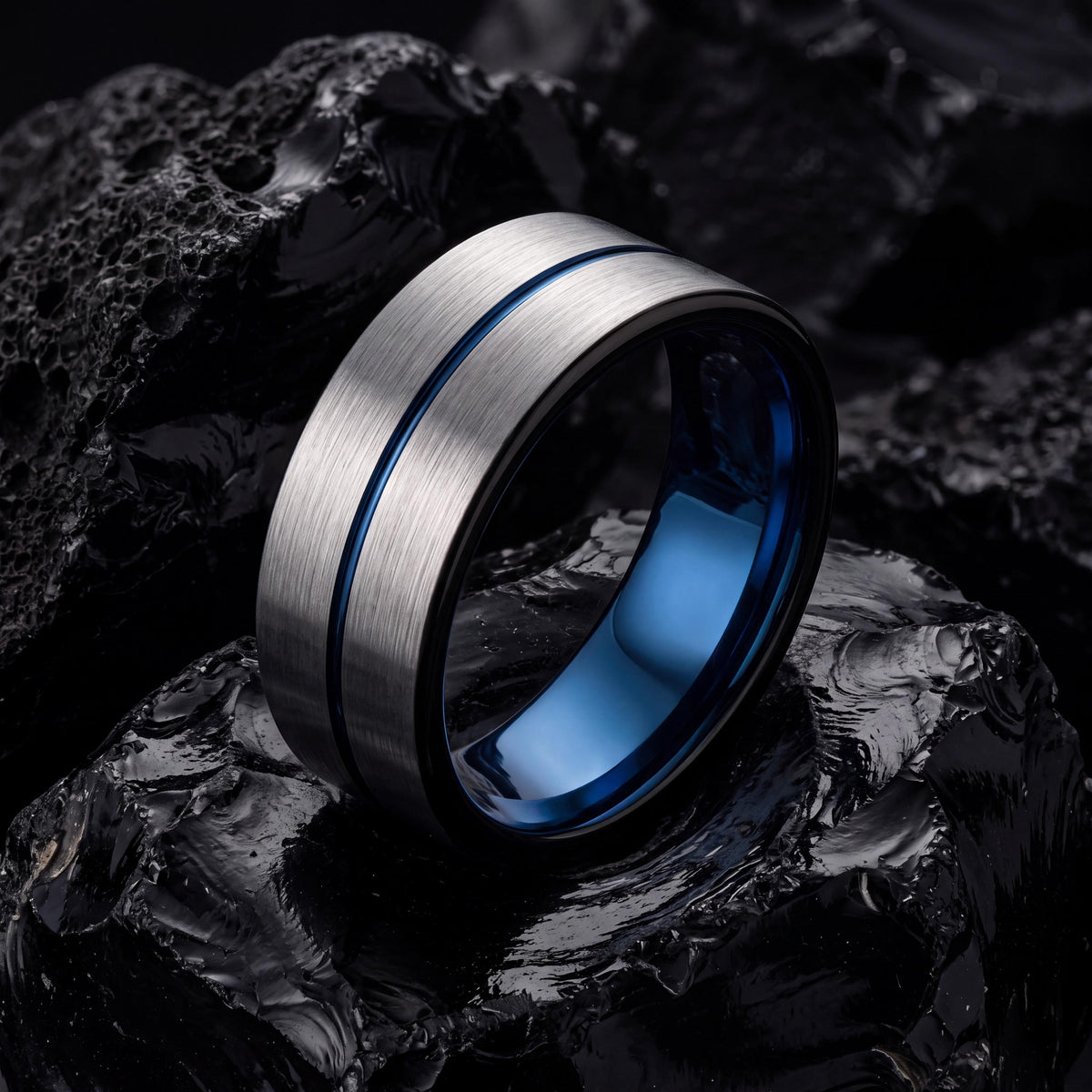 Tungsten Wedding Band,Mens Wedding Band Tungsten,Wedding Rings,Thin Wedding Band,Custom Silver Ring,Black Wedding Band Men,Blue Wedding Ring