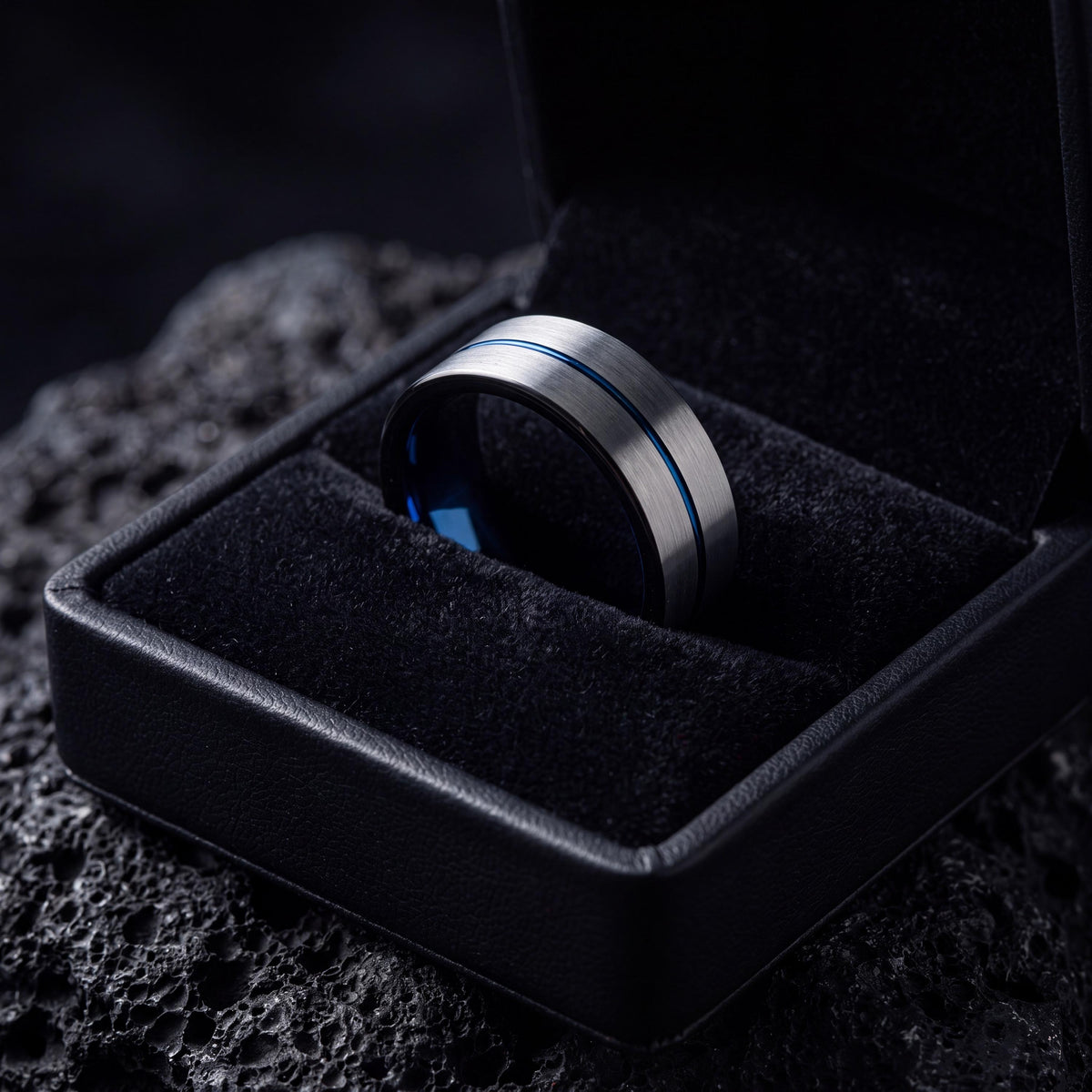 Tungsten Wedding Band,Mens Wedding Band Tungsten,Wedding Rings,Thin Wedding Band,Custom Silver Ring,Black Wedding Band Men,Blue Wedding Ring