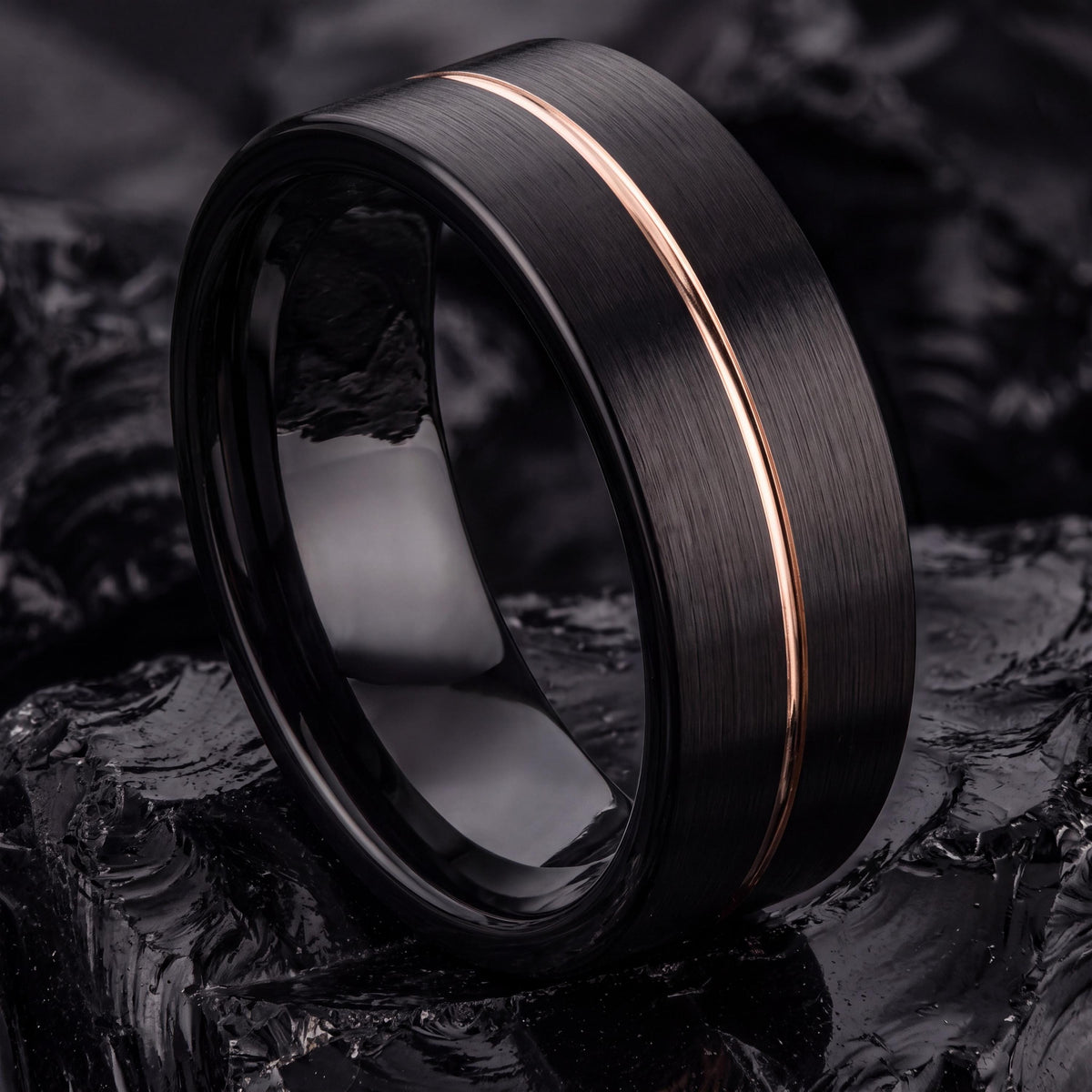 Mens Wedding Band Tungsten,Wedding Ring Set,Thin Wedding Band,Black Rose Gold Wedding Band Tungsten,Rose Gold Wedding Band Women,Black Metal
