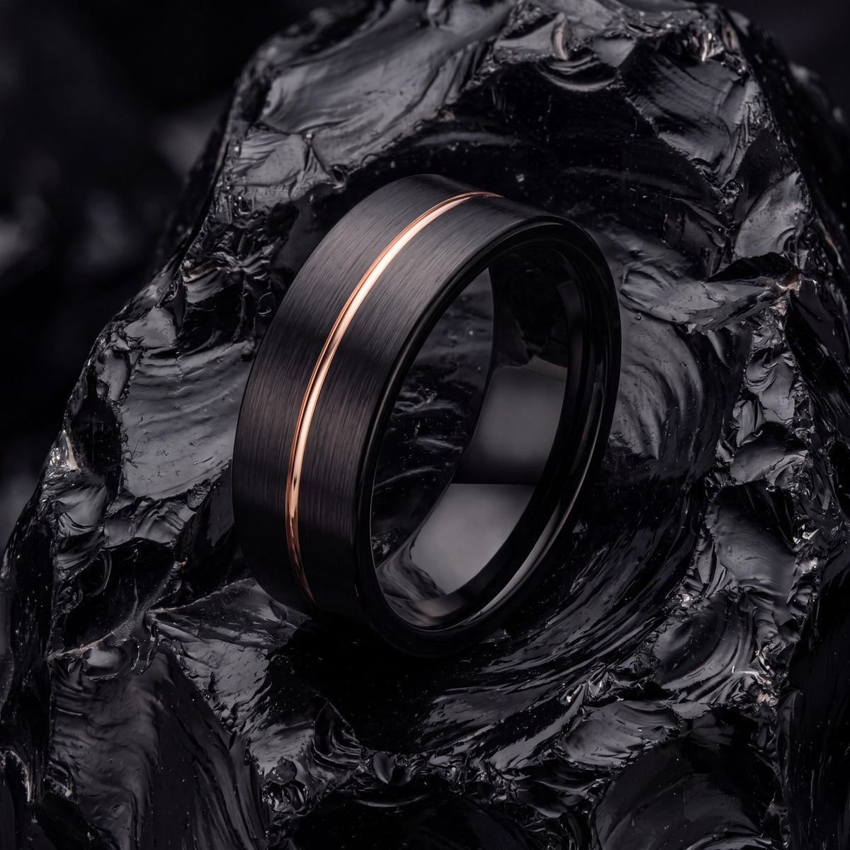 Mens Wedding Band Tungsten,Wedding Ring Set,Thin Wedding Band,Black Rose Gold Wedding Band Tungsten,Rose Gold Wedding Band Women,Black Metal