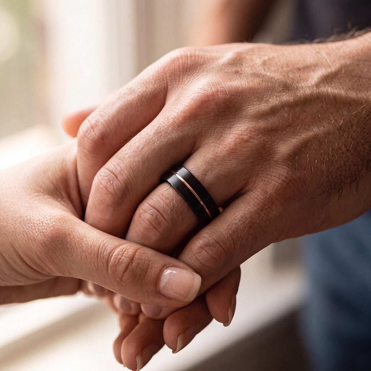 Mens Wedding Band Tungsten,Wedding Ring Set,Thin Wedding Band,Black Rose Gold Wedding Band Tungsten,Rose Gold Wedding Band Women,Black Metal