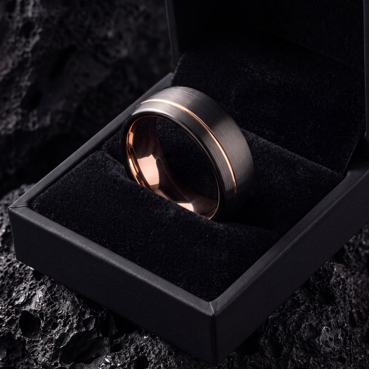 Mens Wedding Band Tungsten,Wedding Rings,Narrow Comfort Fit Wedding Band,Male Wedding Band Gunmetal 6mm,Rose Wedding Band,For,Gifts