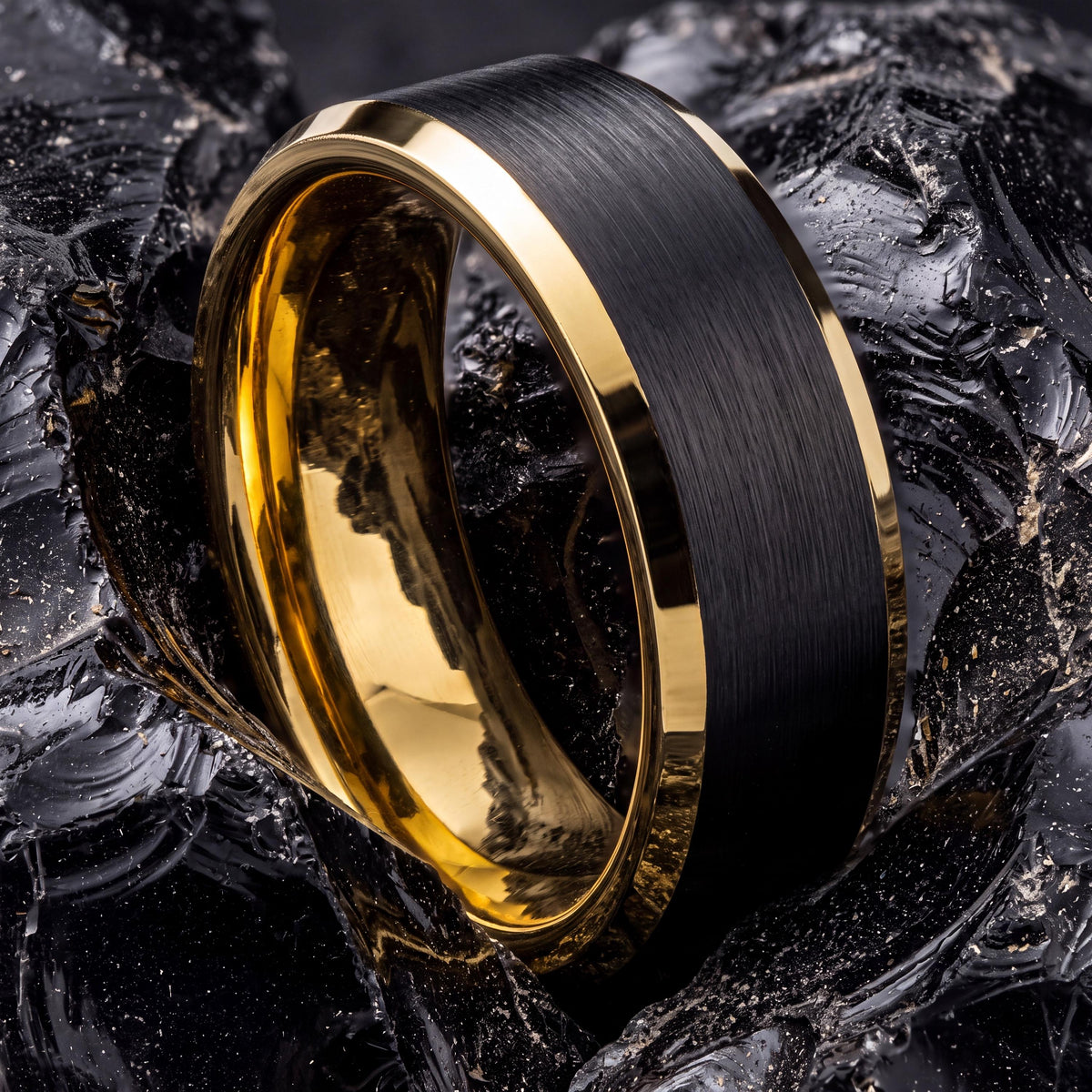 Wedding Bands,Mens Tungsten Wedding Band,Wedding Engagement Rings,Wedding Rings Sets His and Hers,Hammered Gold Wedding Band Men,Black Rings