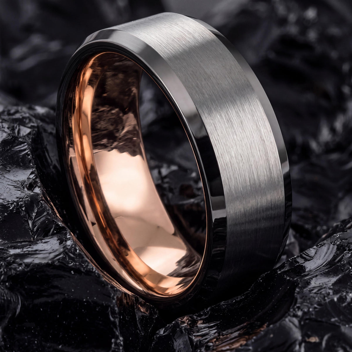 Mens Tungsten Wedding Band,Matching Wedding Bands,25Th Wedding Anniversary Ring,Gunmetal,Minimalist Silver Ring,Rose Gold Engagement Ring,10