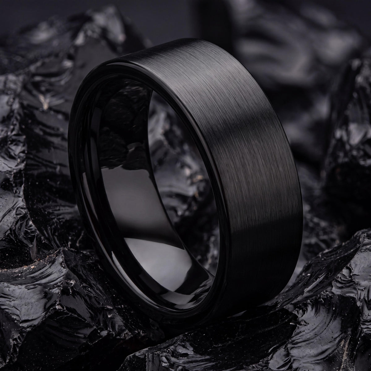 Flat Cut Tungsten Ring, Black Wedding Band Tungsten Ring, Anniversary Matching Ring, Birthday Gift For Him, Gifts For Women, Christmas Gift