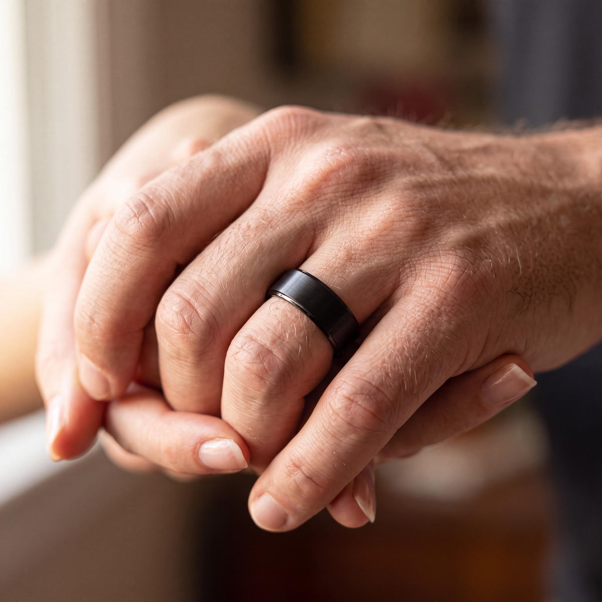 Flat Cut Tungsten Ring, Black Wedding Band Tungsten Ring, Anniversary Matching Ring, Birthday Gift For Him, Gifts For Women, Christmas Gift