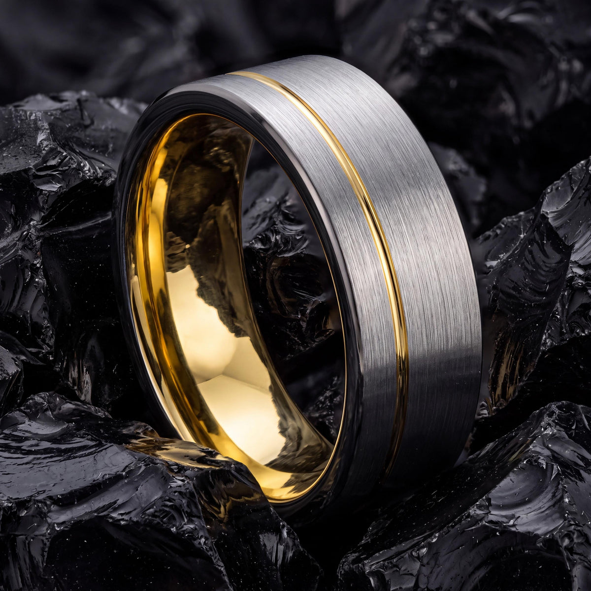 Mens Wedding Band Tungsten,Unique Mens Wedding Band,His and Her Wedding Bands,Gunmetal,Dainty Gold Rings 18K,Handmade Jewelry Rings Silver,8
