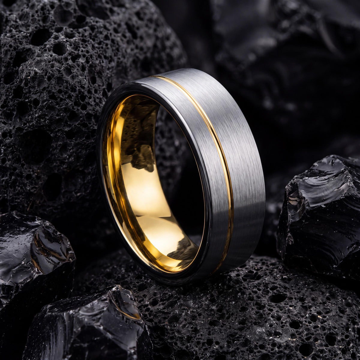 Mens Wedding Band Tungsten,Unique Mens Wedding Band,His and Her Wedding Bands,Gunmetal,Dainty Gold Rings 18K,Handmade Jewelry Rings Silver,8